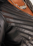 Striped Faux Leather Jacket