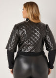 Cropped Quilted Faux Leather Jacket