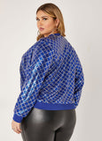 Checked Sequined Bomber Jacket