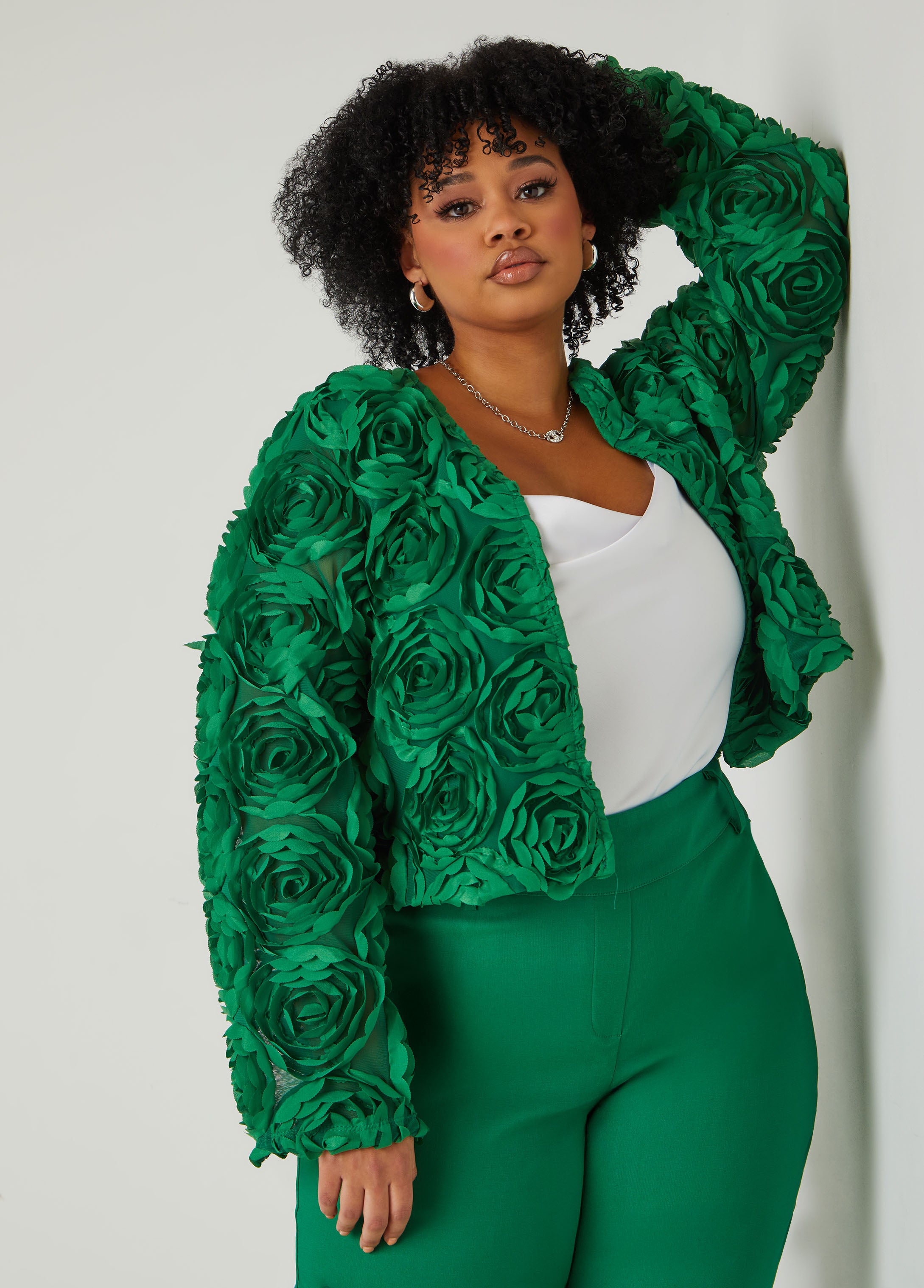 Plus Size Rosette Jacket