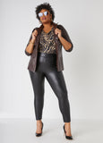 Buttoned Faux Leather Blazer