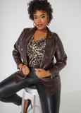 Buttoned Faux Leather Blazer