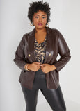 Plus Size Faux Leather Blazer Plus Size Leather Suit Jacket