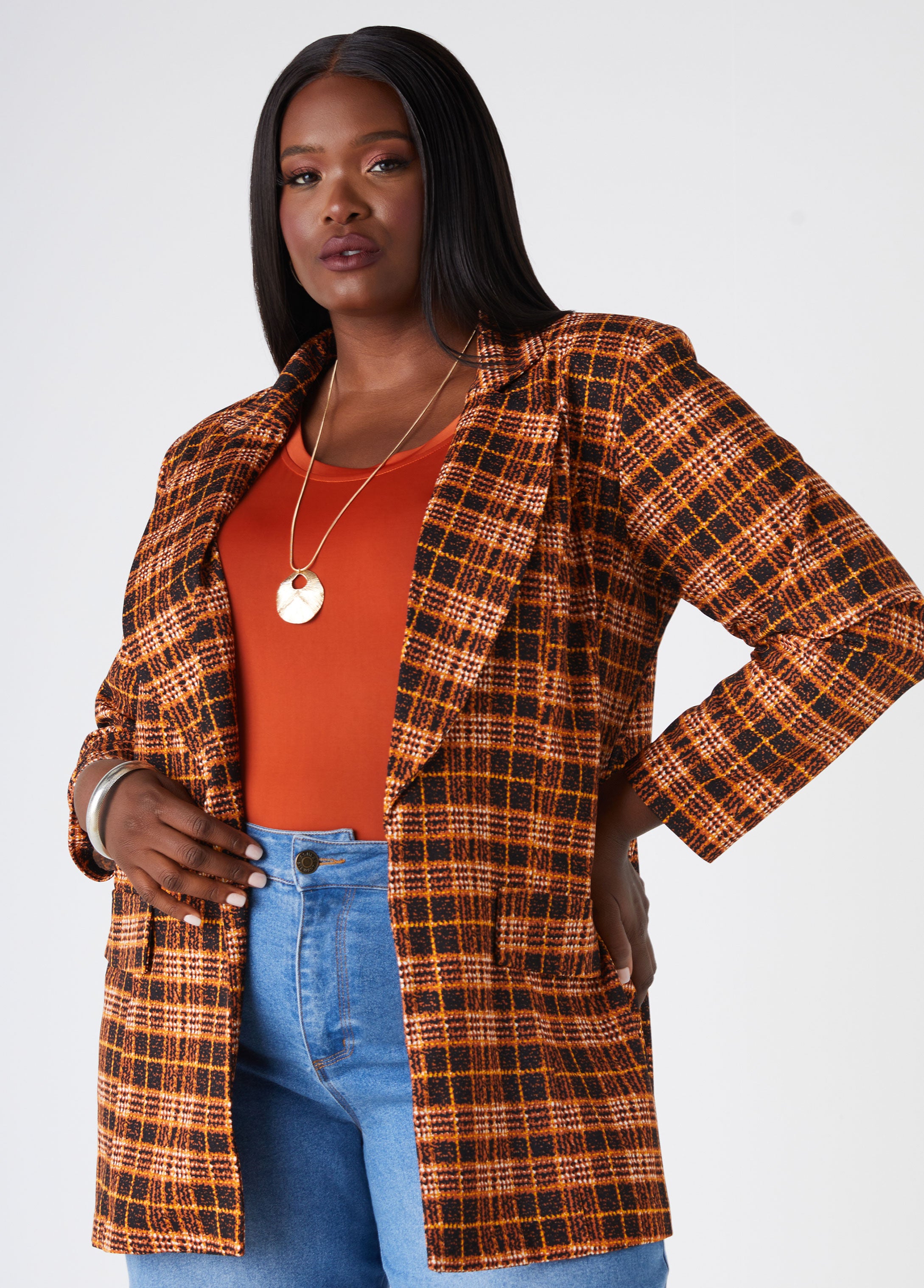 Plus Size plaid boyfriend blazer plus size workwear plus size blazer