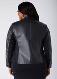 Ponte Paneled Faux Leather Jacket