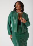 Plus Size Faux Leather Blazer Ponte Jacket Matching Set