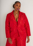 Plus Size Holiday Blazer Plus Size Embroidered Jacket Two Piece Set