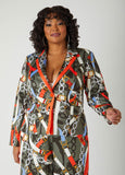 Plus Size Chain Print Blazer Suit Plus Size Jacket Two Piece Work Set