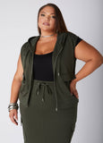 Plus Size Sleeveless Cargo Hoodie Plus Size Two Piece Matching Set