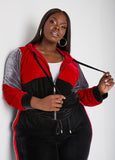 Plus Size Y2K Velour Hoodie Activewear Matching Two Piece Set