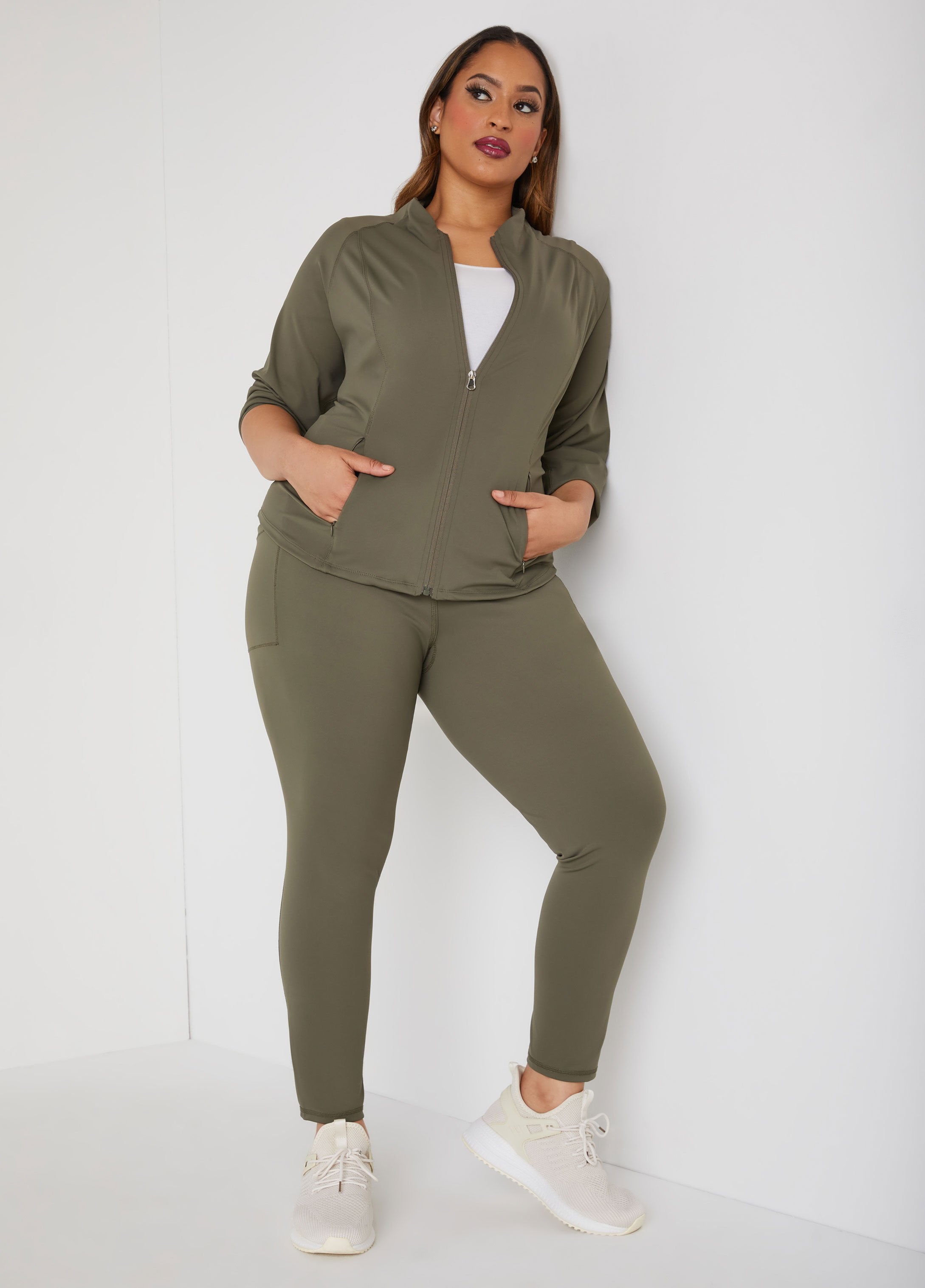 Plus Size Trendy High Rise Leggings Plus Size Fashion Athleisure Set