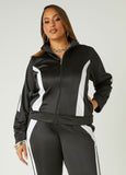 Plus Size Striped Track Jacket 2000 Fashion Matching Streetwear Set