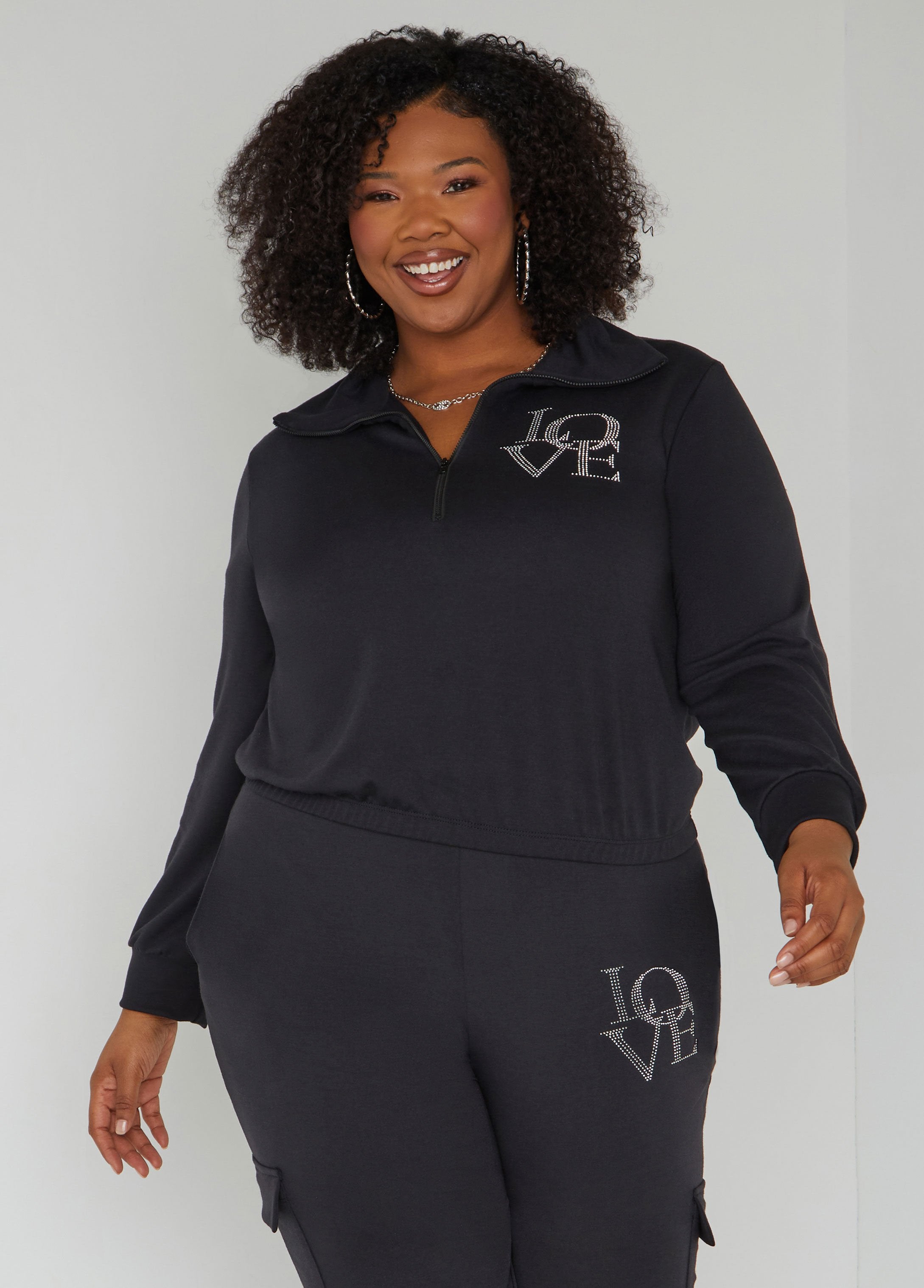 Plus Size Love Pullover Plus Size Sweatshirt Matching Set