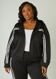 Plus Size Striped Track Jacket 2000 Hoodie Matching Streetwear Set