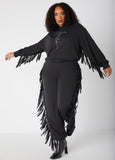 Plus Size Trendy Two Piece Fringed Joggers Set Plus Size Fashion Sets