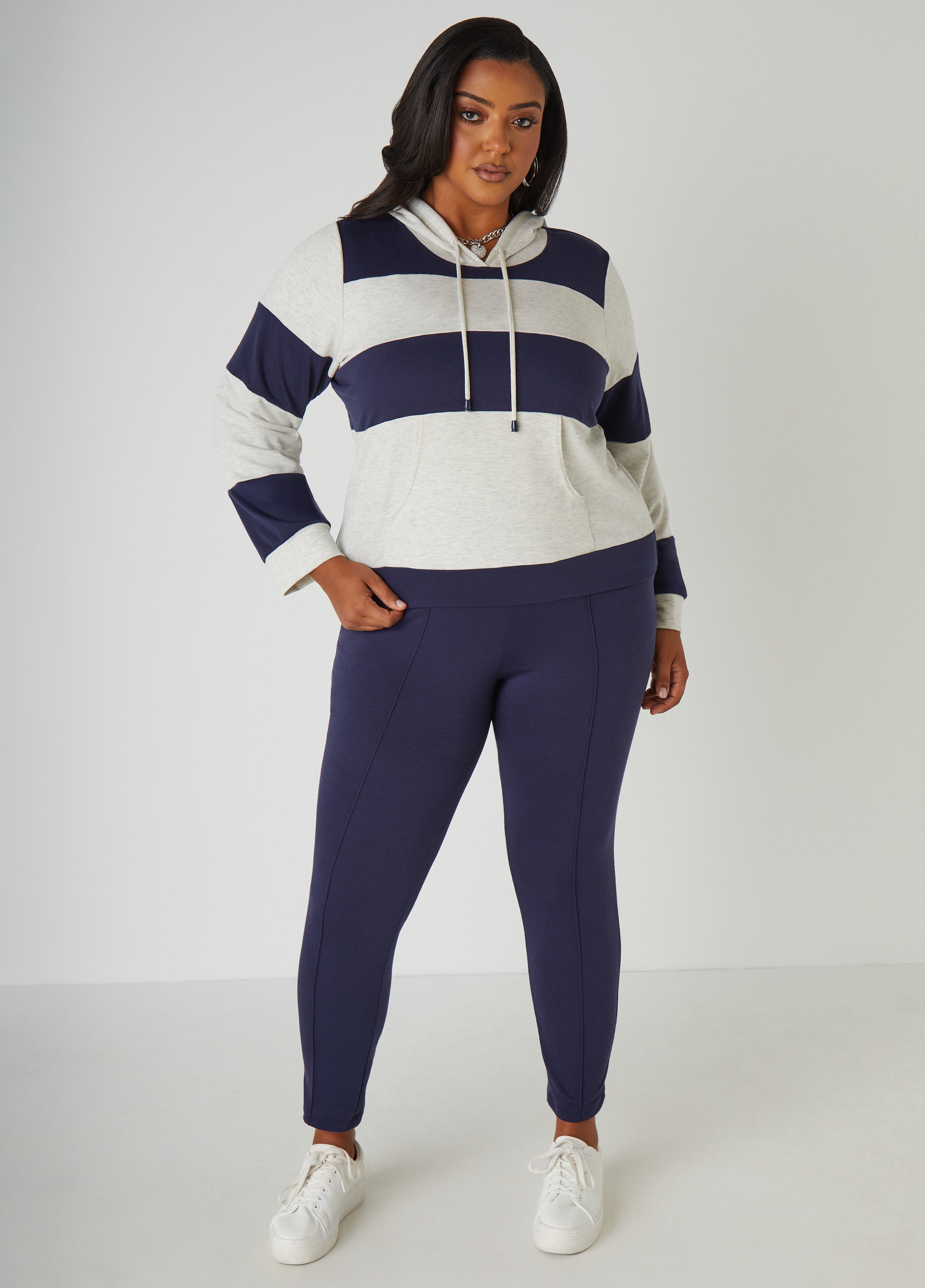 Plus Size Pintucked High Rise Leggings