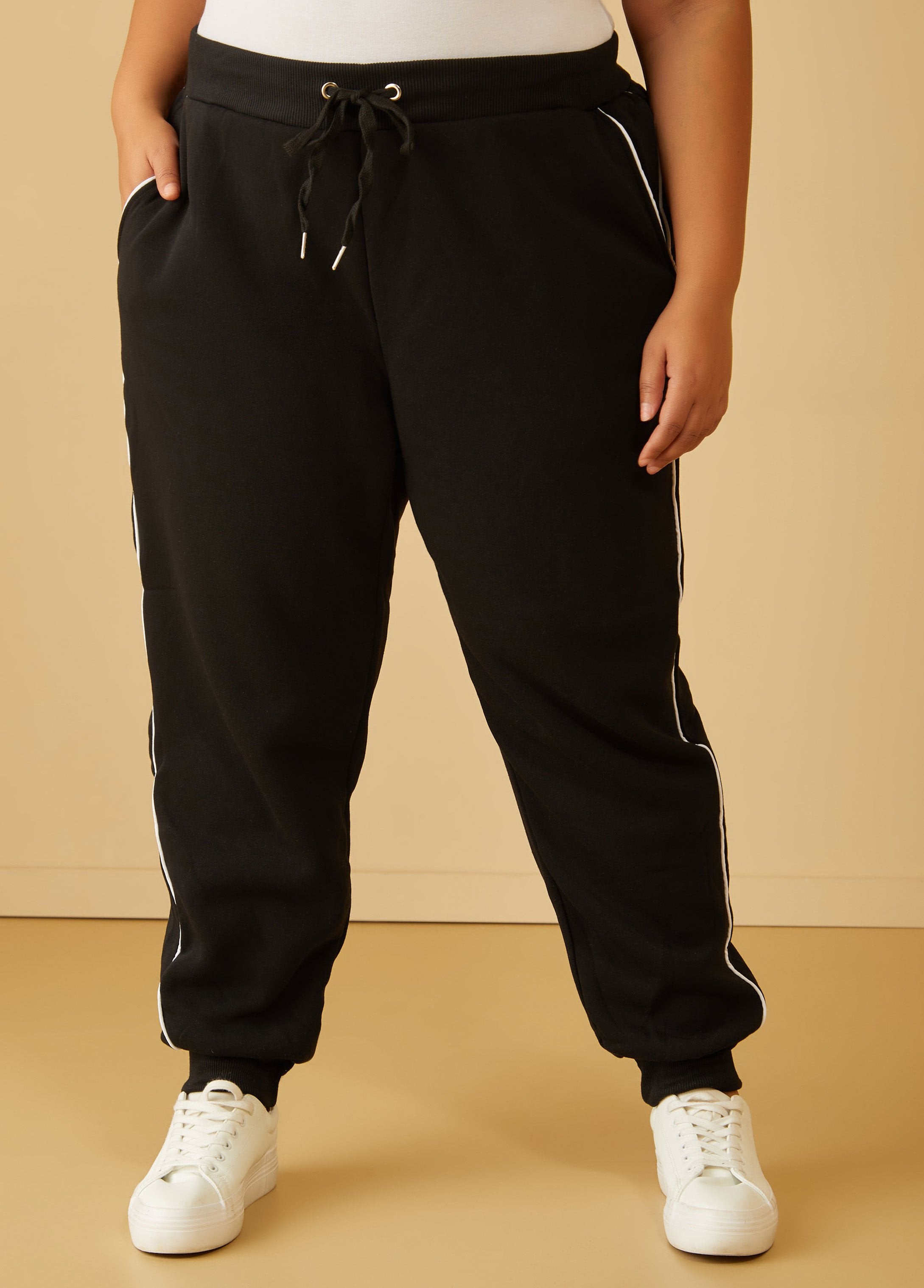 Plus Size fleece joggers streetwear plus size fashion matching set