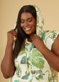 Sleeveless Tropical Print Hoodie