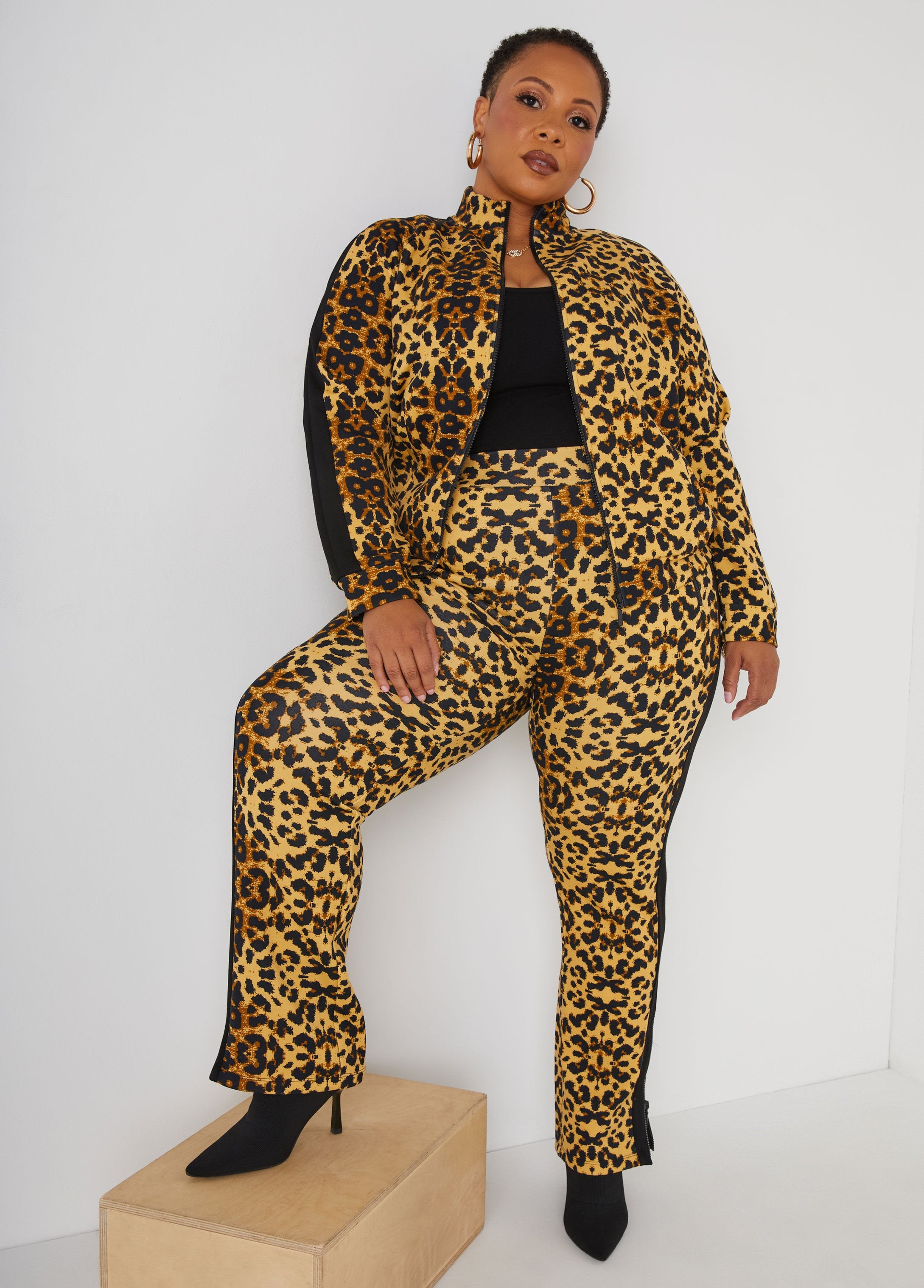 Plus Size Animal Track Pants 2000s Fashion Matching Streetwear Set