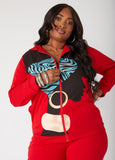 Plus Size French Terry Graphic Hoodie Plus Size Sweatshirt Matching Set