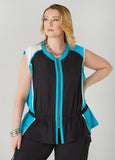 Plus Size Colorblock Cinched Waist Vest
