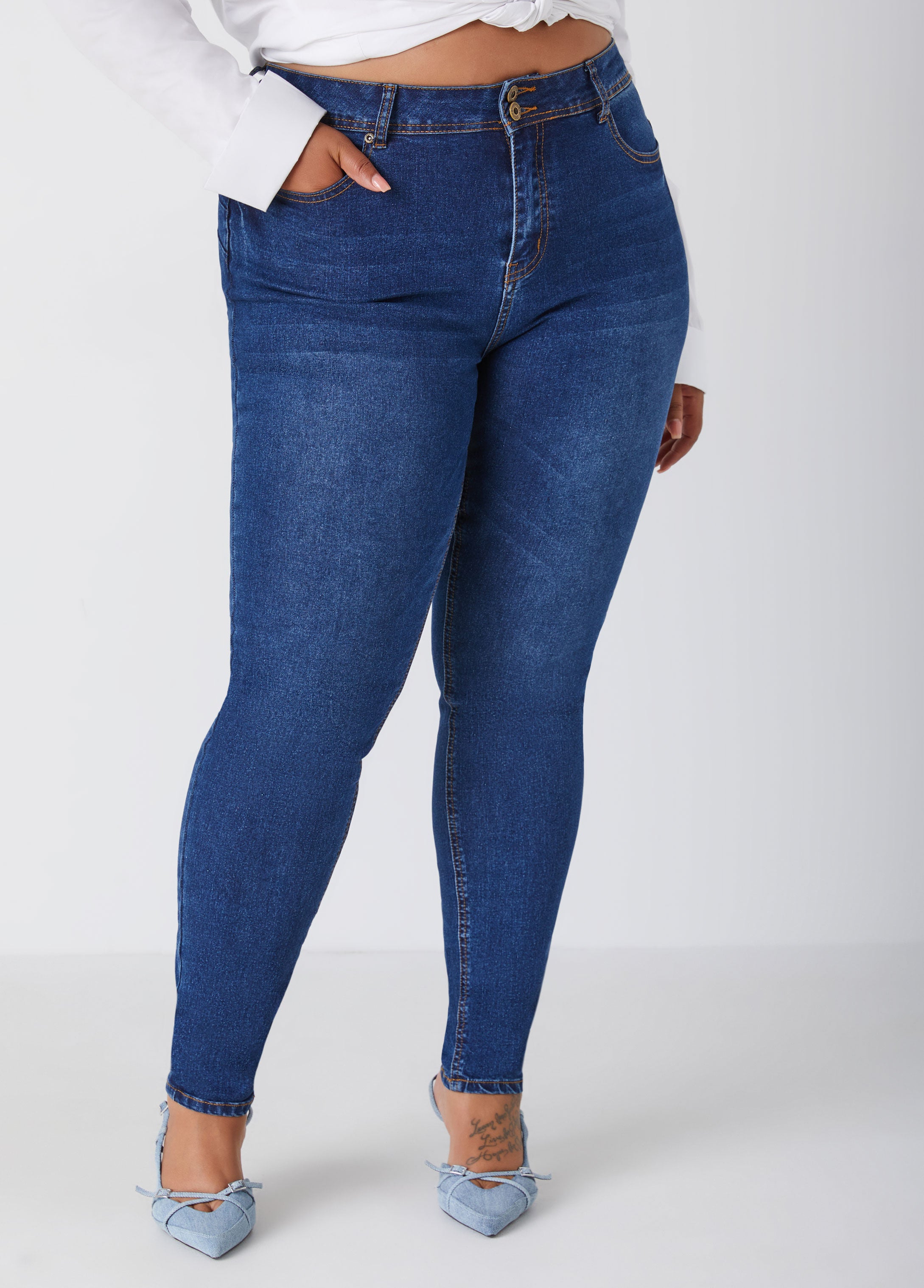 Plus Size Stretchy Skinny Jeans High Rise Shaping Skinny Jeans