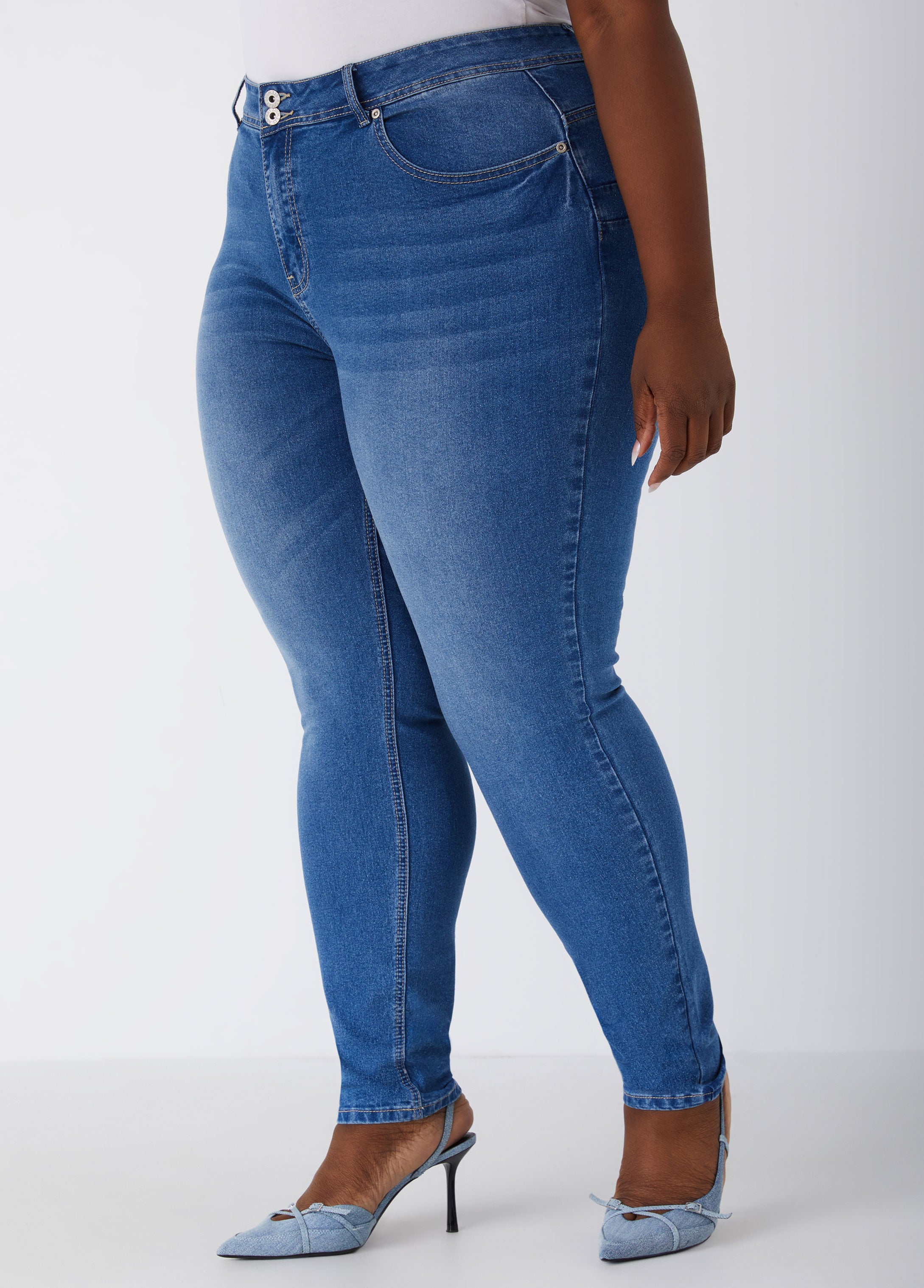 Plus Size High Rise Skinny Jeans Shaping Stretchy Skinny Jeans