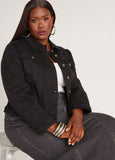 Plus Size boxy cropped stretch denim jacket plus size jean jacket