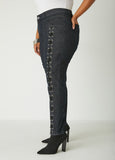 Laced Up Mid Rise Skinny Jeans