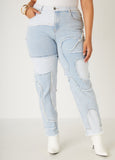 Plus Size Distressed Mid Rise Jeggings Stretchy Denim Skinny Jeans