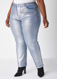 Metallic Slim Leg Jeans