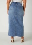 Frayed Split Denim Maxi Skirt