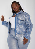 Metallic Cropped Denim Jacket