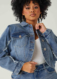 Frayed Cropped Denim Jacket