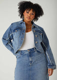 Plus Size Frayed Cropped Denim Jacket