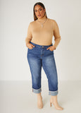 High Rise Cuffed Straight Leg Jeans