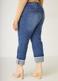 High Rise Cuffed Straight Leg Jeans