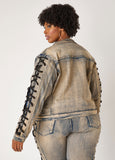 Lace Up Denim Detailed Jacket