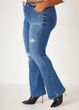 Distressed High Rise Flared Jeans