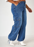 High Rise Drawstring Cargo Jeans