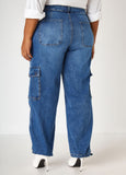 High Rise Drawstring Cargo Jeans