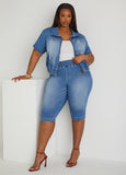 Plus Size Pull On Denim Capris