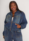 Plus Size Hooded Denim Jacket Plus Size Jean Jacket Set