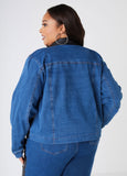 Faux Leather Paneled Denim Jacket