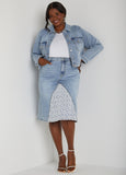 Crochet Paneled Denim Jacket