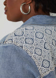 Crochet Paneled Denim Jacket