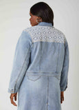 Crochet Paneled Denim Jacket