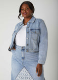 Plus Size Crochet Paneled Denim Jacket