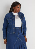 Plus Size Trendy Seam Detailed Denim Jacket Plus Size Jean Jacket Set