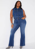 Plus Size denim flared leg jeans plus size two piece set